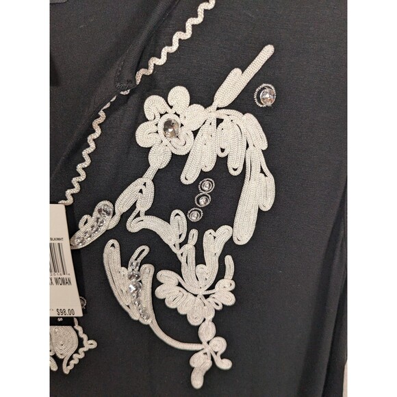 NWT Grace Elements Dress Women's 1X Black Sleeveless Shift Embroidered - Picture 6 of 10